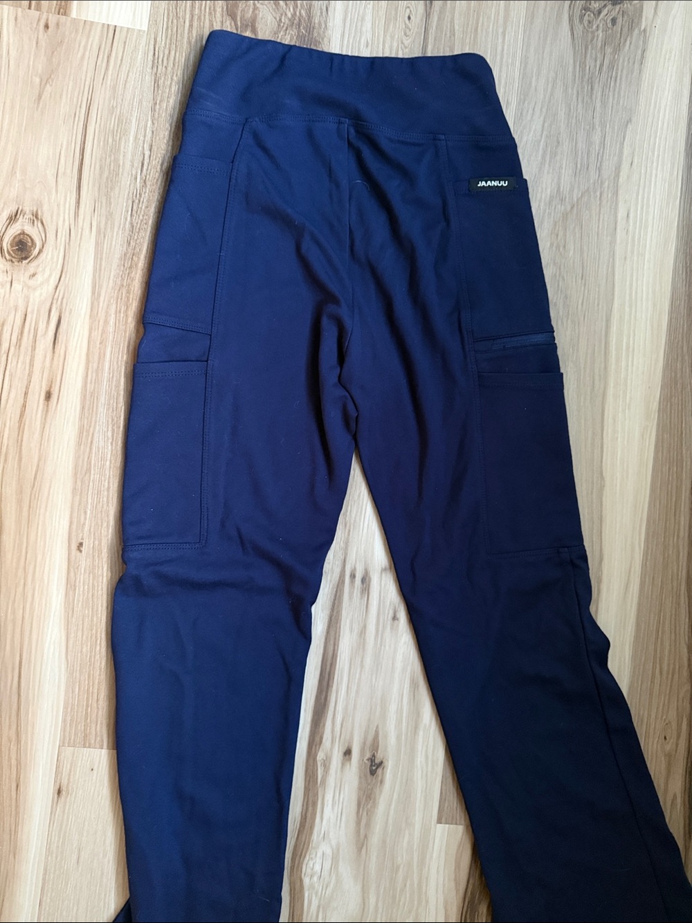 Jaanuu Navy Flare Cargo Scrub Pants with Wide Waistband - Picture 4 of 4